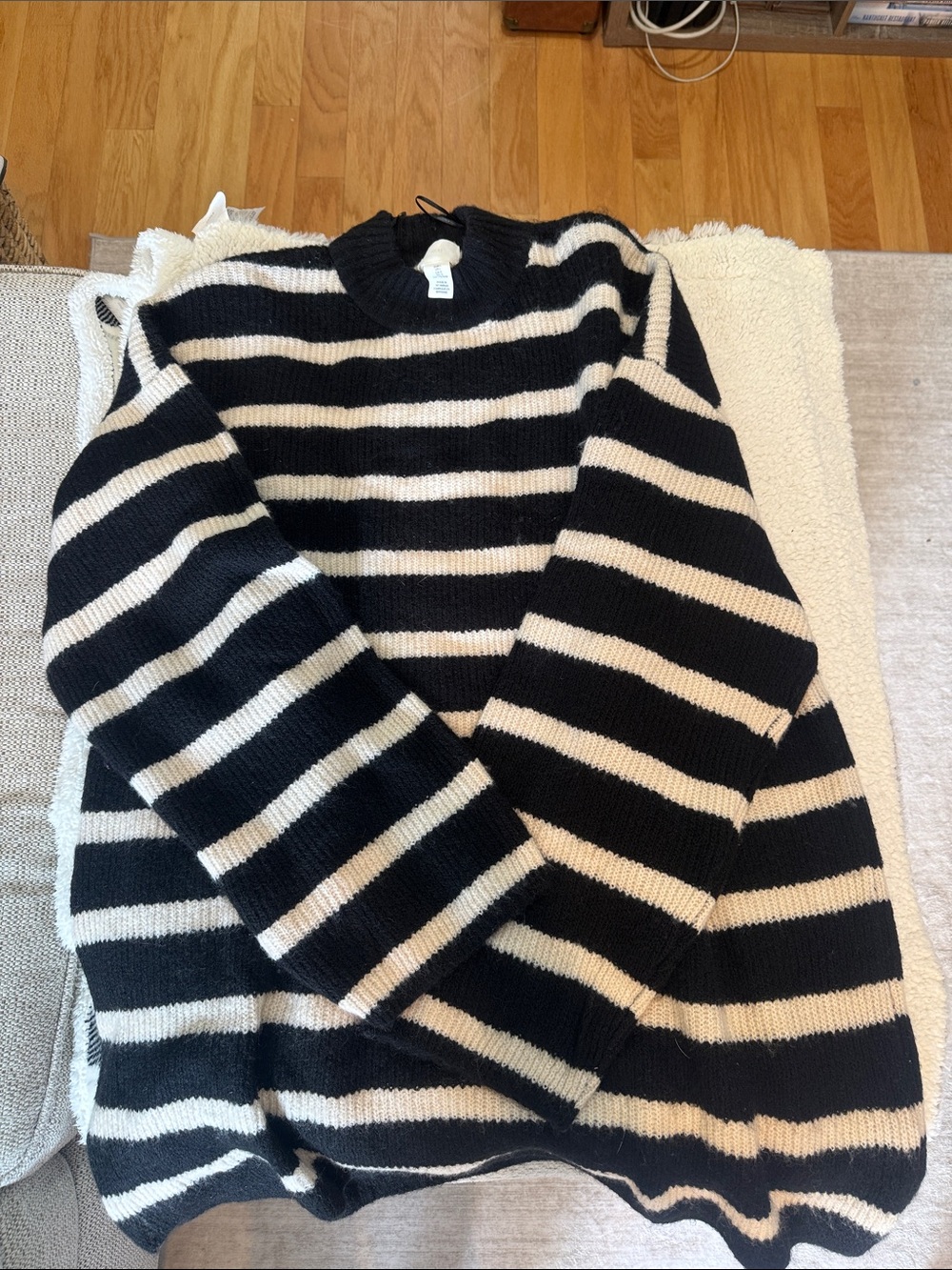 H&M Black and White Striped Knit Sweater